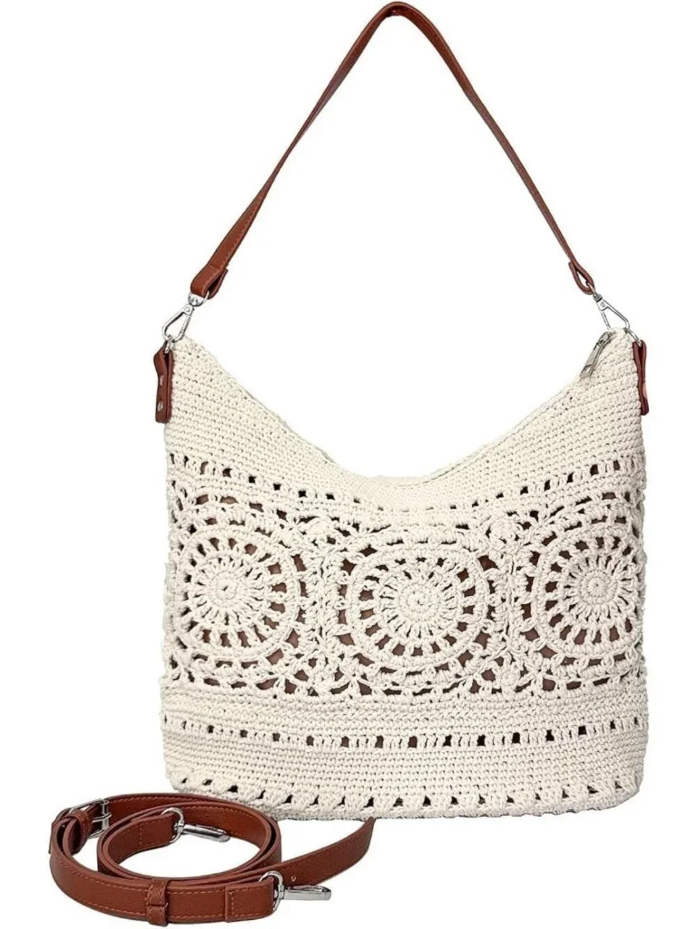 Large Crochet Shoulder Bag for Women | Slouchy Knit Hobo Tote | Soft Boho Style